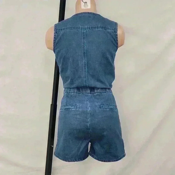 7 For All Mankind Denim Button Up Short Romper - Picture 2 of 13